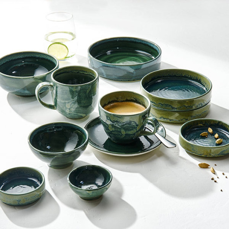 Кружка «Аврора Везувиус Бернт Эмералд»;фарфор;285мл;бежев.,зелен.