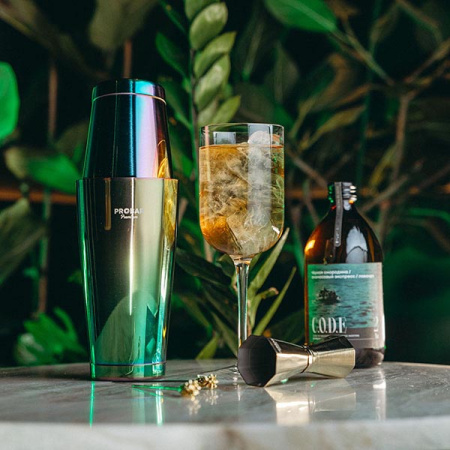 Джиггер «Пробар Премиум Солар» 30/45 мл октагон;сталь нерж.;D=39/43,H=112мм;золотой