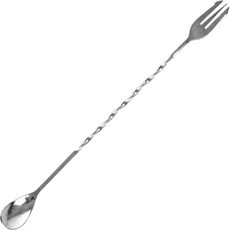 Ложка барная «Пробар» с вилочкой;сталь нерж.;,L=33,B=2см;серебрист.