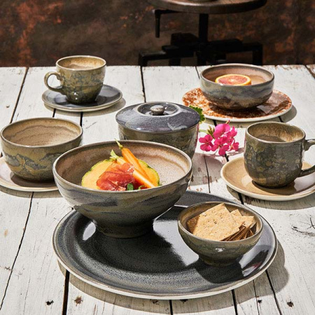 Чашка чайная «Аврора Революшн Гранит»;фарфор;228мл;D=90/44,H=70мм;коричнев.,бежев.