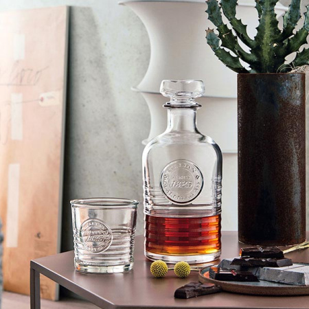 Штоф «Оффисина 1825» с крышкой;стекло;1л;D=10,5,H=23,7см;прозр.