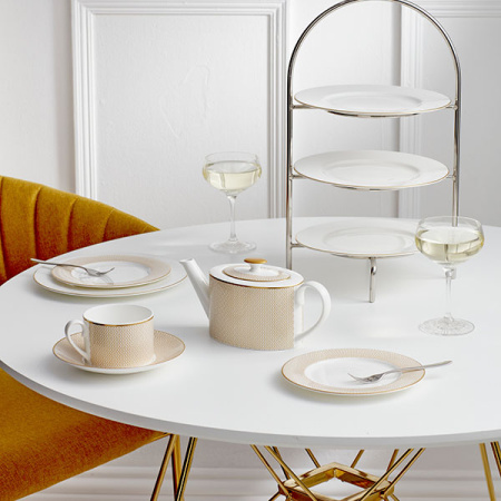 Чашка чайная «Даймонд»;кост.фарф.;200мл;D=6,H=6см;золотой,белый