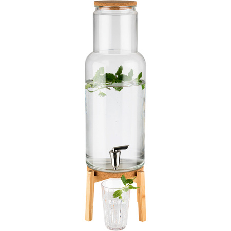 Диспенсер для холодных напитков на подставке, дерево;стекло,металл;7,5л;D=23,H=60,5см;прозр.