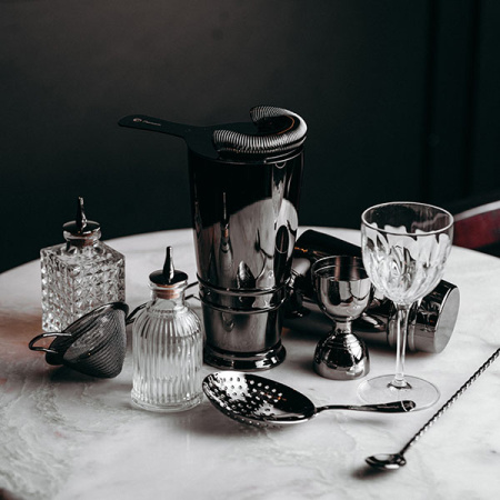 Шейкер американский «Пробар Премиум Оникс»;сталь нерж.;0,84л;D=90,H=178мм;черный