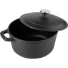 Кастрюля для запекания с крышкой с матовым покрытием;чугун;2,6л;D=20,H=16см;черный
