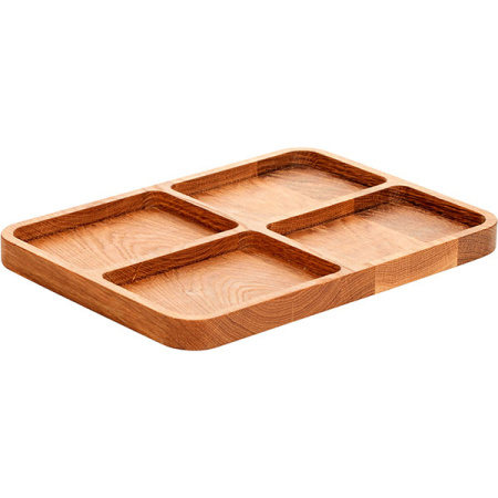 Менажница 4 секции прямоугольная;дуб;,H=2,L=35,B=25см;деревян.