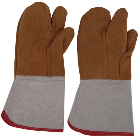 Перчатки термоуст.на 3 пальца (пара);термоуст.,кожа;,H=15,L=350,B=150мм;серый,красный