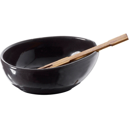 Салатник для комплимента «Импульс»;керамика;40мл;D=72,H=30,L=80,B=70мм;черный