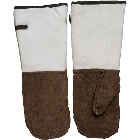Рукавицы защитные (пара) до 250 С, замша;,L=43см;коричнев.,белый