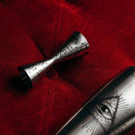 Джиггер «Афродит Алкеми» 30/60 мл с рисунком;сталь нерж.;D=60,H=125мм;серебрист.