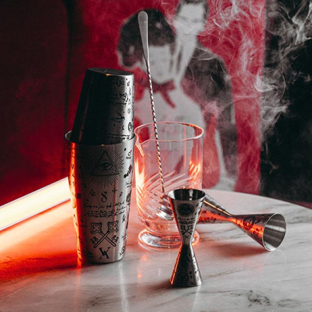 Джиггер «Афродит Алкеми» 30/45 мл с рисунком;сталь нерж.;D=5,H=12см;серебрист.