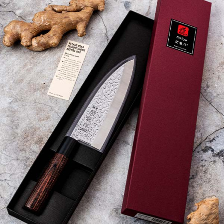 Нож кухонный «Нара» односторонняя заточка;сталь нерж.,дерево;,L=285/150,B=49мм;металлич.,тем.дерево