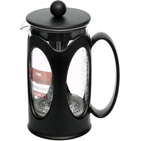 Френч-пресс «Кения Нью»;стекло,пластик;350мл;D=75,H=150,L=105мм;черный,прозр.