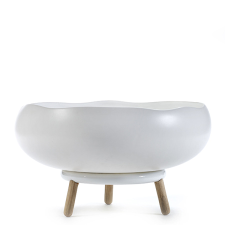 Подставка фуршетная для салатника;металл,дерево;D=18см;белый