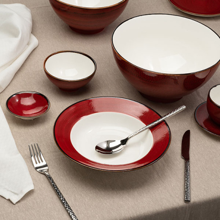 Салатник «Джаспер»;фарфор;240мл;D=113,H=54мм;белый,красный