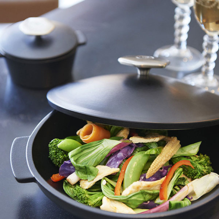 Кастрюля для запекания «Революшн» с крышкой;керамика;0,8л;D=22,3,H=10см;черный