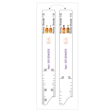 Линейка барная «Monkey Shoulder» 0,5, 0,7, 1 л;пластик;,L=28,B=2см;белый