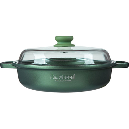 Кастрюля «Д.Грин» с крышкой;алюм.литой;3л;D=28,H=7см;зелен.
