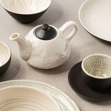 Салатник «День и ночь»;керамика;D=14,H=7см;белый,черный