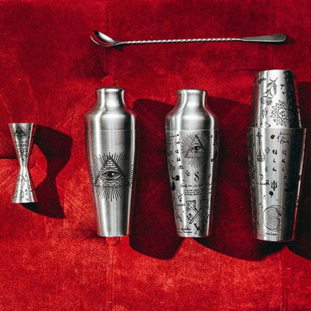 Джиггер «Афродит Алкеми» 30/60 мл с рисунком;сталь нерж.;D=60,H=125мм;серебрист.