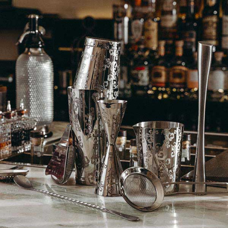 Стакан смесительный «Пробар Премиум Мотиво» с рисунком;сталь нерж.;0,5л;D=90,H=165мм;серебрист.