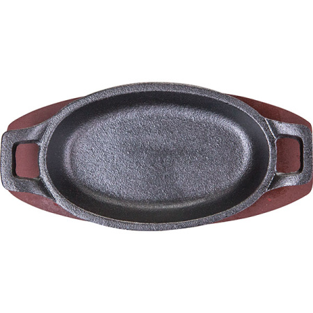 Сковорода для фахитос овальная на подставке «Эмбер Каст»;чугун,дерево;,H=45,L=155,B=95мм