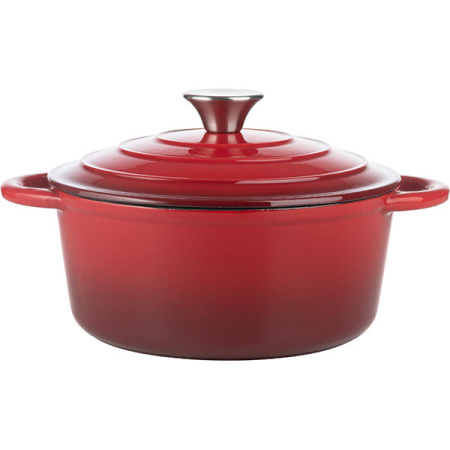 Кастрюля для запекания с крышкой;чугун;2,5л;D=22,H=15,5см;красный,черный