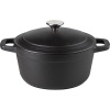 Кастрюля для запекания с крышкой с матовым покрытием;чугун;2,6л;D=20,H=16см;черный