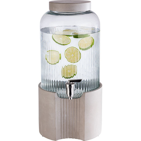 Диспенсер для холодных напитков «Элемент»;стекло,бетон;7л;D=22,H=45см;камен.-серый.,прозр.