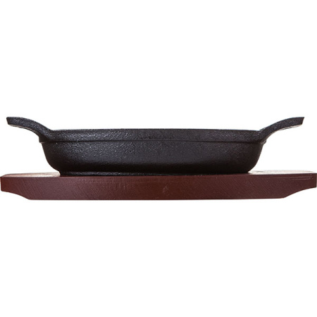 Сковорода для фахитос овальная на подставке «Эмбер Каст»;чугун,дерево;,H=45,L=155,B=95мм