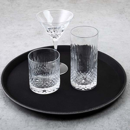 Поднос «Проотель» прорезиненный круглый;пластик;D=35,5см;черный