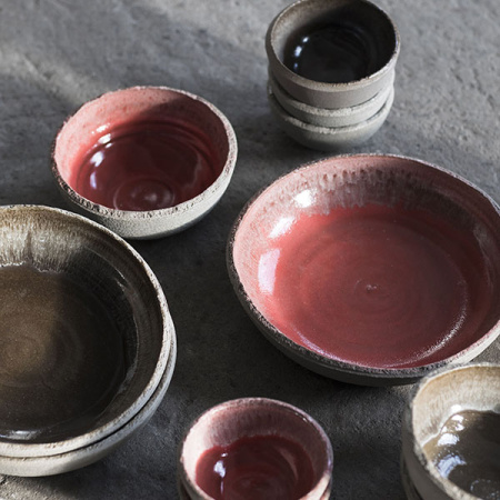 Салатник;бетон;D=105,H=45мм;красный,серый